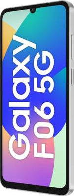 Samsung Galaxy F06 5G smartphone with waterdrop notch and colorful display