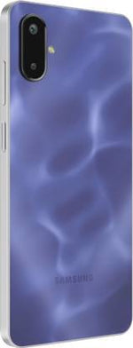 Samsung Galaxy F06 5G smartphone with blue textured back and dual rear cameras