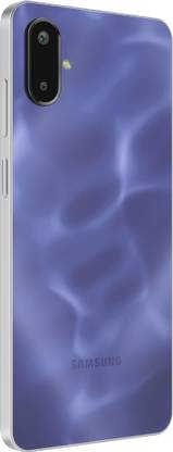 Samsung Galaxy F06 5G smartphone with blue textured back and dual rear cameras