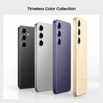 Samsung Galaxy S24 5G marble grey and other color variants shown from the back highlighting triple camera design
