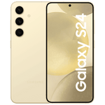 Samsung Galaxy S24 5G unlocked gold phone showing front display and triple rear cameras
