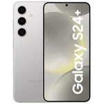 Samsung Galaxy S24 Plus 5G smartphone in silver showing front display and triple rear cameras