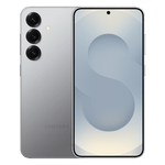 Samsung Galaxy S25 5G phone front and back view in silver with triple camera setup