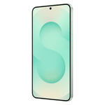 Samsung Galaxy S25 5G Mint phone showing front display with sleek design and minimal bezels