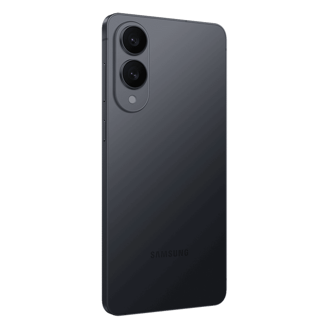 Samsung Galaxy S25 Edge 5G smartphone in black showing dual rear cameras and sleek design