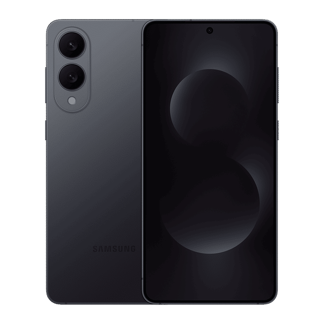 Samsung Galaxy S25 Edge 5G smartphone with dual rear cameras and sleek black design