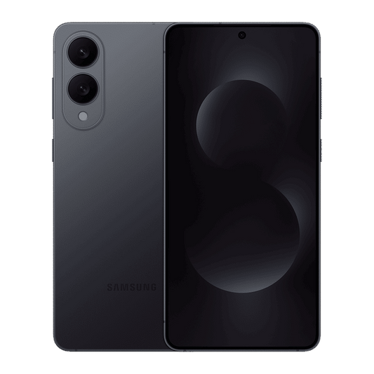 Samsung Galaxy S25 Edge 5G smartphone with dual rear cameras and sleek black design