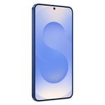Samsung Galaxy S25 5G phone in blue with edge-to-edge display and centered front camera