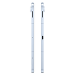 Side view of Samsung Galaxy Tab S10 FE Plus showing slim profile and camera bump in silver color