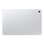 Back view of Samsung Galaxy Tab S10 FE tablet in silver with rear camera and sleek design