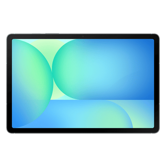 Samsung Galaxy Tab S10 FE tablet with vibrant display and sleek design shown on black background