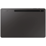 Back view of Samsung Galaxy Tab S8 Plus tablet in black with camera and Samsung branding