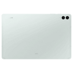 Back view of Samsung Galaxy Tab S9 FE Plus tablet in white showing dual rear cameras and speaker grills