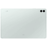Back view of Samsung Galaxy Tab S9 FE Plus tablet in silver with dual rear cameras and AKG branding