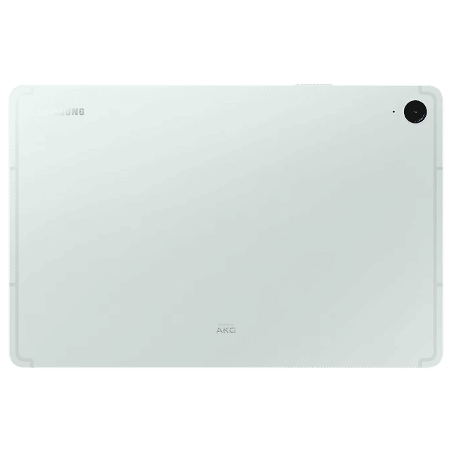 Back view of Samsung Galaxy Tab S9 FE Wi-Fi tablet in silver with rear camera and sleek design