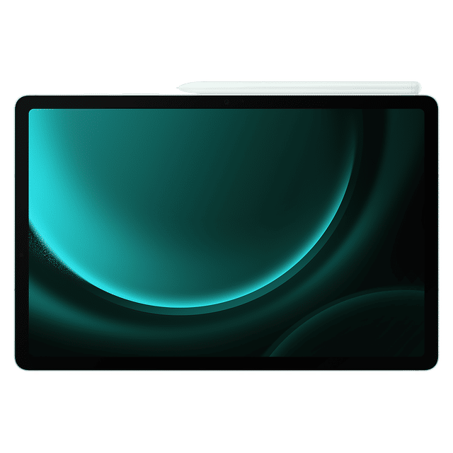 Samsung Galaxy Tab S9 FE Wi-Fi tablet with stylus shown from front with screen on