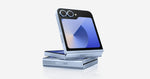 Samsung Galaxy Z Flip6 5G folding smartphone in silver with dual rear cameras and cover display