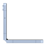 Side view of Samsung Galaxy Z Flip6 5G phone folded at a right angle in silver color