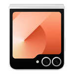 Samsung Galaxy Z Flip6 5G phone folded showing the external screen and dual cameras