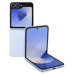 Samsung Galaxy Z Flip6 5G phone in silver color showing foldable design with front and back views