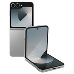 Samsung Galaxy Z Flip6 5G phone in silver showing foldable design with front and back view