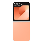 Samsung Galaxy Z Flip6 5G peach color flip phone with dual rear cameras and external display
