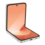 Samsung Galaxy Z Flip6 5G phone partially folded showing front display with punch-hole camera