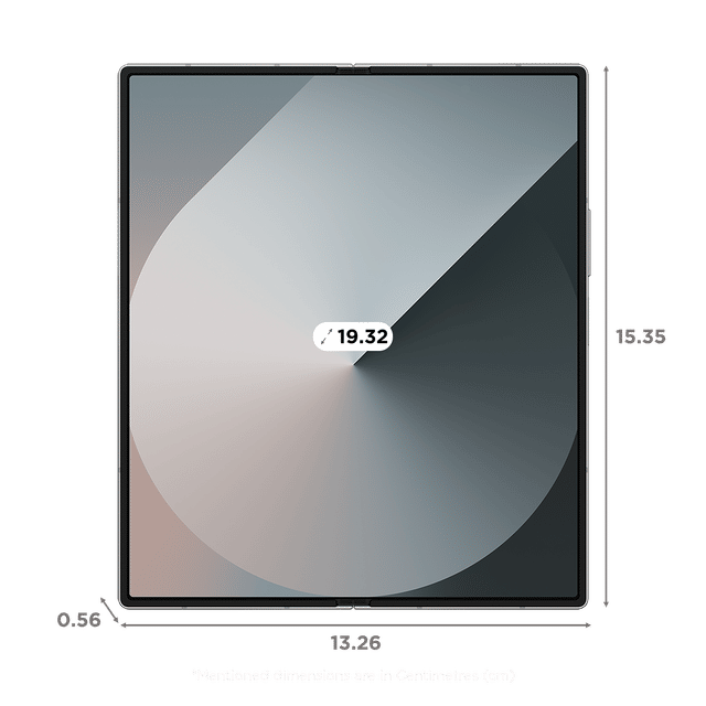 Front view of Samsung Galaxy Z Fold6 5G unfolded showing screen dimensions in centimeters