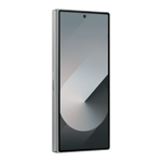 Samsung Galaxy Z Fold6 5G phone in sleek silver design with large unfolded display