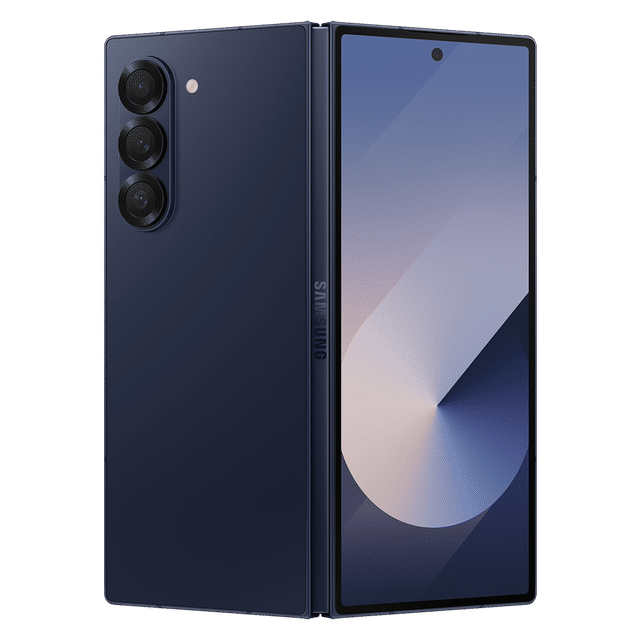 Samsung Galaxy Z Fold6 5G unfolded phone showing front display and triple rear cameras