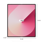 Samsung Galaxy Z Fold6 5G unfolded showing large pink gradient inner display with dimensions