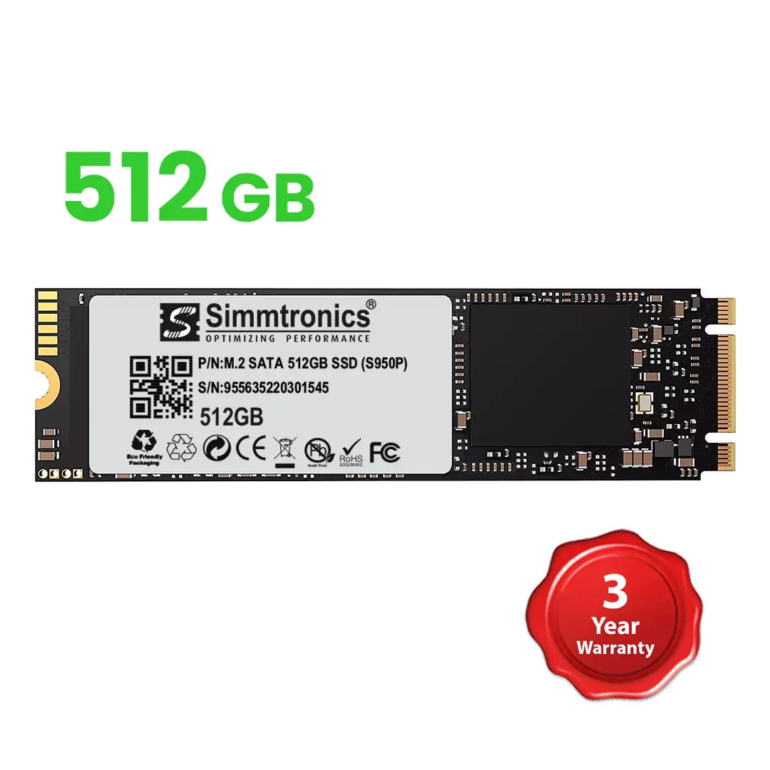 Simmtronics 512GB NVMe SSD laptop accessory with 3 year warranty for high-speed storage