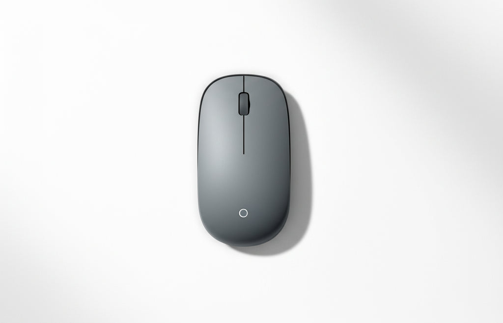 Dell sleek gray wireless mouse top view minimalist design ergonomic slim profile best wireless mouse under 500