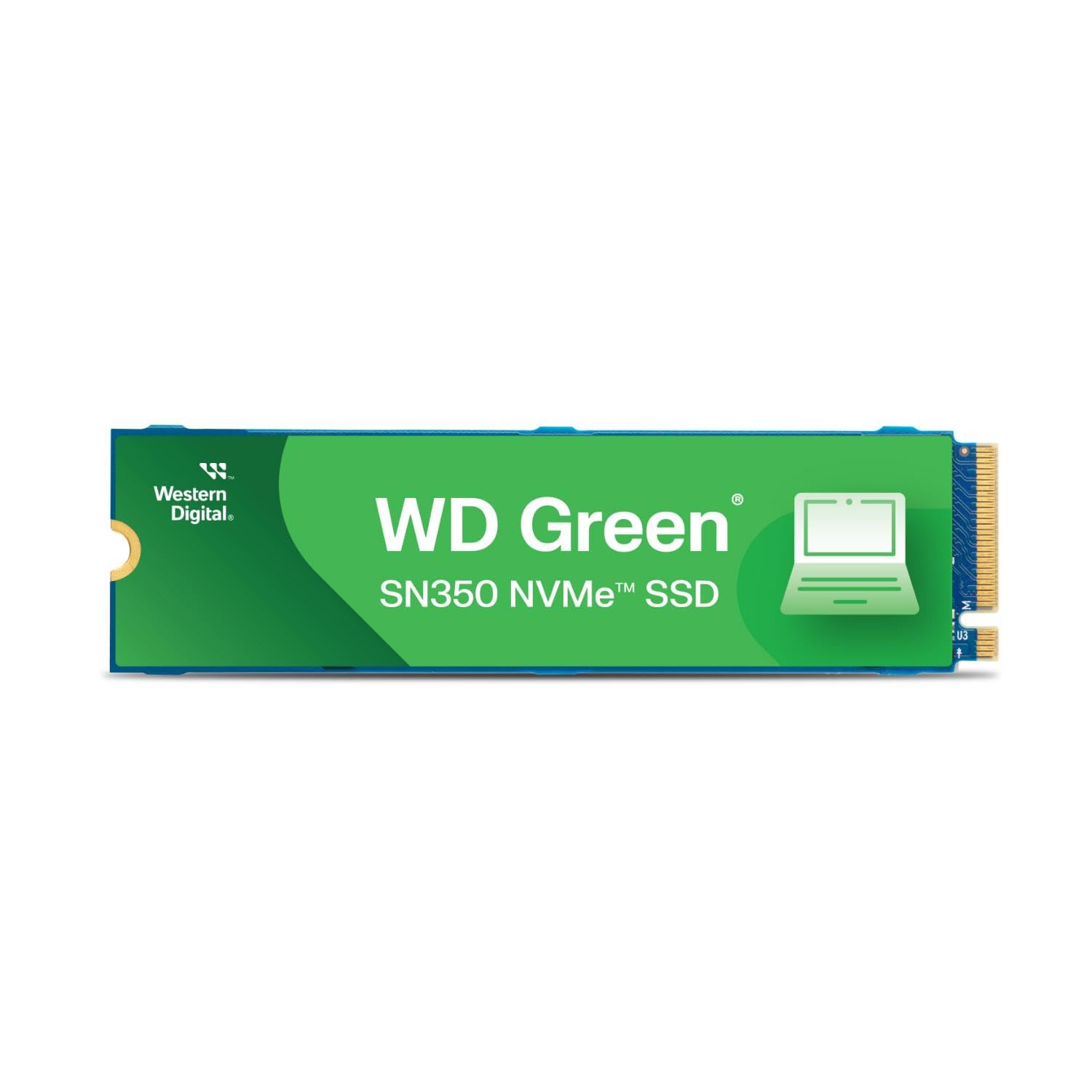 Western Digital WD Green SN350 NVMe 480GB SSD laptop accessory with green label and compact design