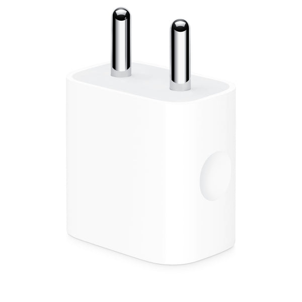 Apple 20W USB-C charger white compact wall adapter with two metal prongs