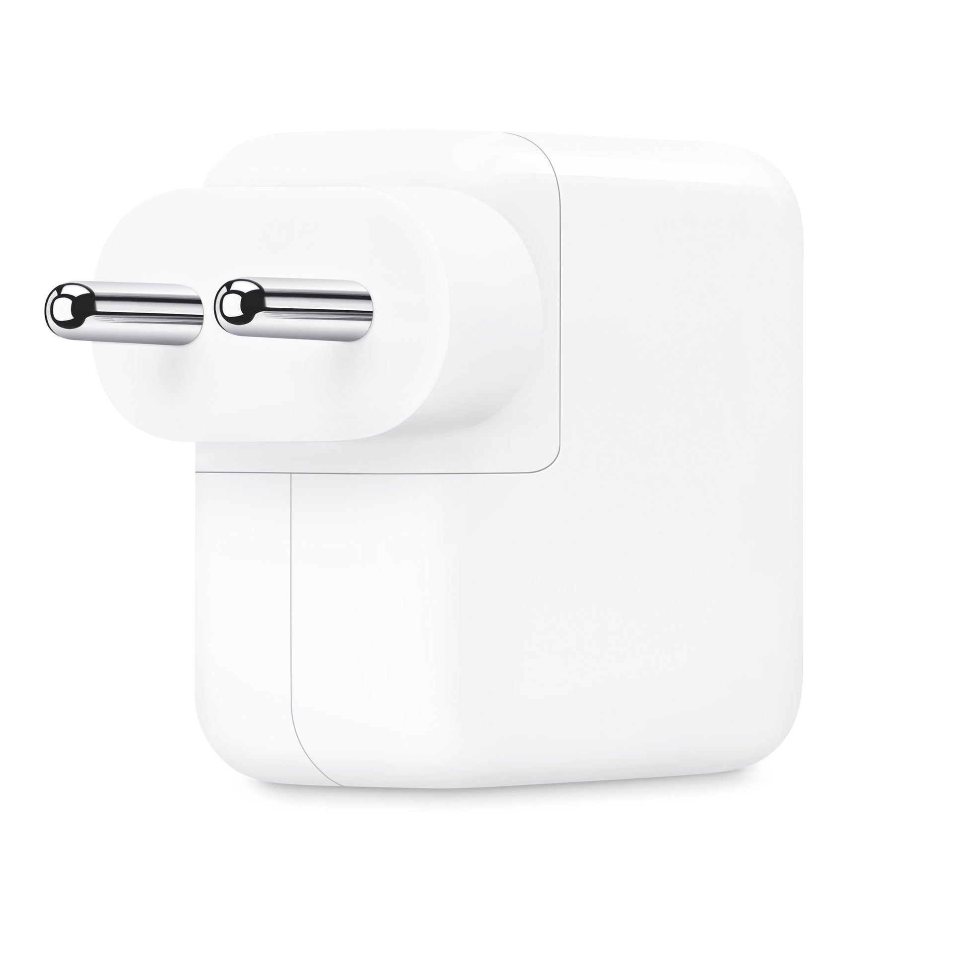 Apple 35W USB-C power adapter in white with a compact design and European plug