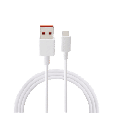 Redmi Mi 33W fast charging cable in white with USB and USB-C connectors for quick charging