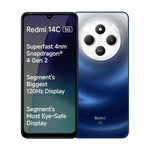 Redmi 14C 5G smartphone with 120Hz display and triple rear cameras in blue color