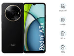 Redmi A3 64GB Midnight Black smartphone showing front display and rear camera design with dual sim and 6.7 inch screen