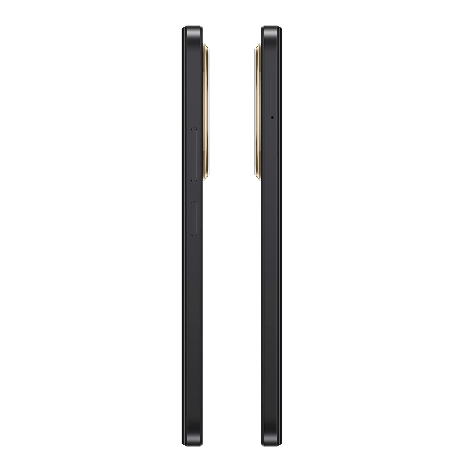 Side view of Redmi A3 64GB Midnight Black phone showing slim profile and camera bump