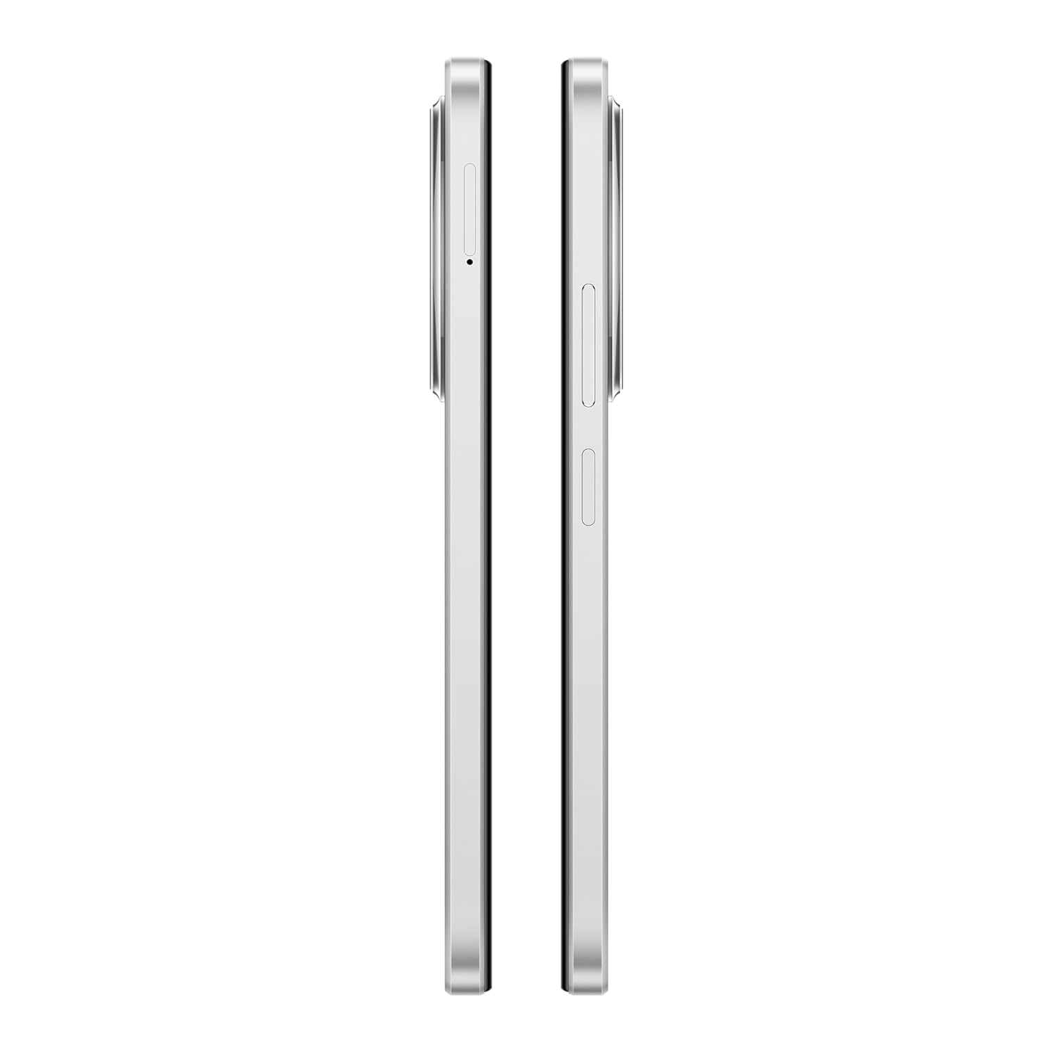 Side view of Redmi A3x 4GB RAM smartphone showing slim silver body and button placement