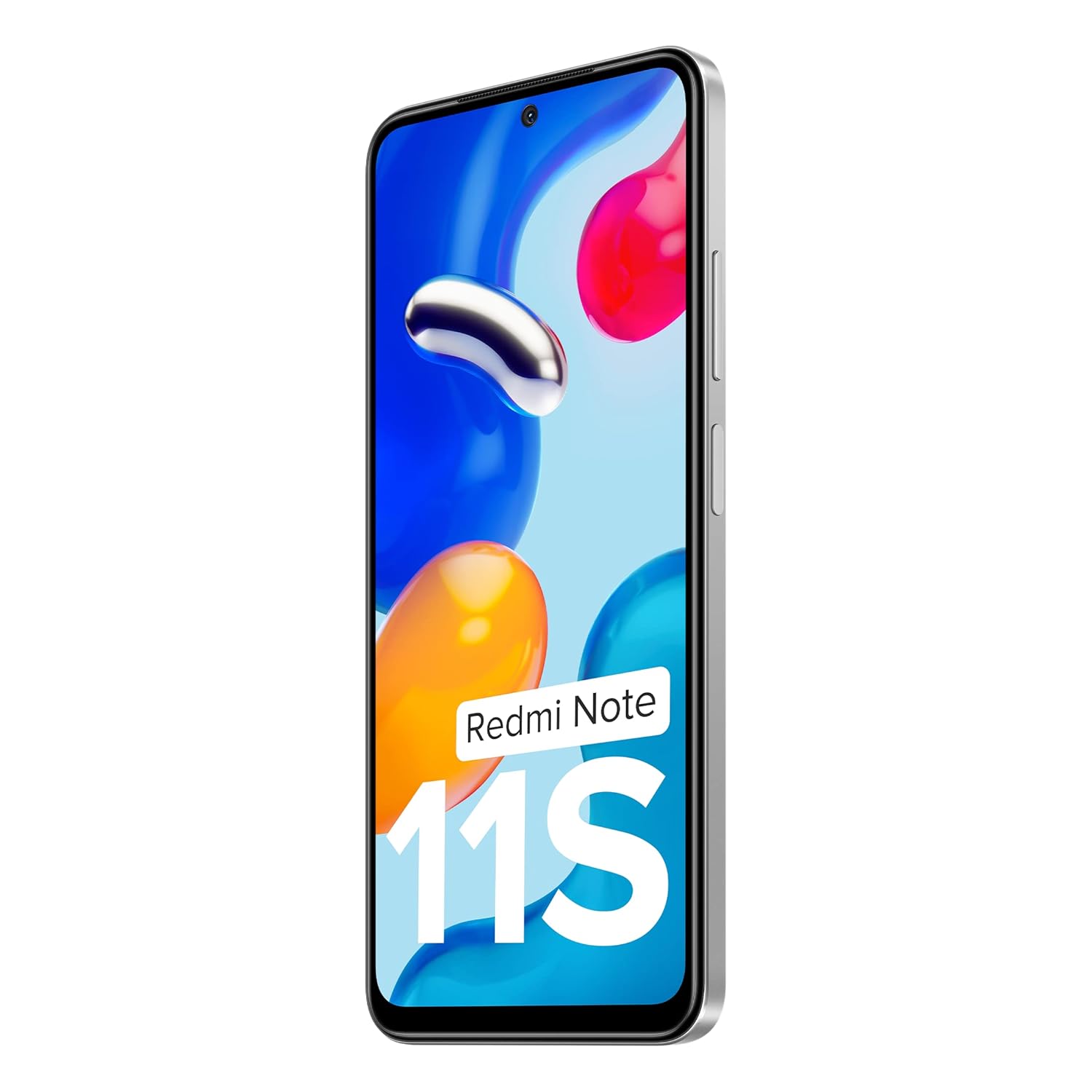 Redmi Note 11S 6GB 64GB Polar White smartphone side view with colorful screen display