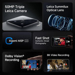 Xiaomi 15 5G smartphone with 50MP triple Leica camera, Leica Summilux optical lens, Dolby Vision recording, and 8K video recording